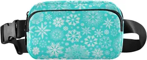Fanny Pack for Women Men Snowflakes Teal Belt Waist Pack Bum Bag Wallets for Running Cycling Hiking Travel Workout with Adjustable Strap