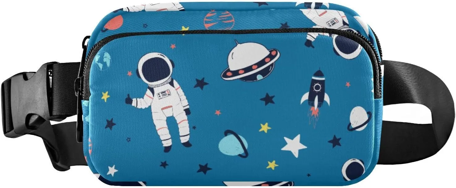 Fanny Pack for Women Men Space Astronaut Blue Belt Waist Pack Bum Bag Wallets for Running Cycling Hiking Travel Workout with Adjustable Strap