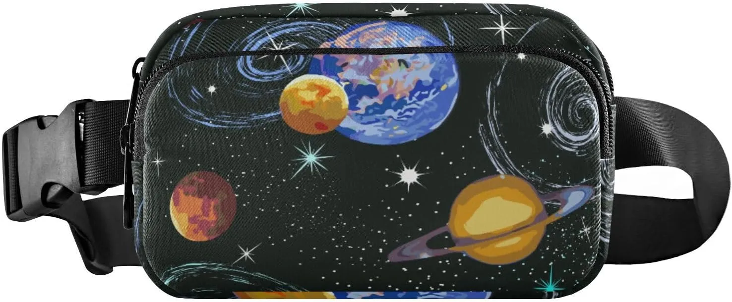 Fanny Pack for Women Men Stars Planets Colorful Belt Waist Pack Bum Bag Wallets for Running Cycling Hiking Travel Workout with Adjustable Strap