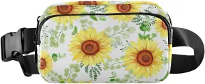 Fanny Pack for Women Men Sunflowers Green Leaves Belt Waist Pack Bum Bag Wallets for Running Cycling Hiking Travel Workout with Adjustable Strap