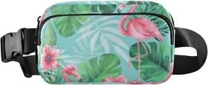 Fanny Pack for Women Men Tropical Pink Flamingos Belt Waist Pack Bum Bag Wallets for Running Cycling Hiking Travel Workout with Adjustable Strap