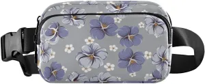 Fanny Pack for Women Men Violet Leaves Flowers Belt Waist Pack Bum Bag Wallets for Running Cycling Hiking Travel Workout with Adjustable Strap