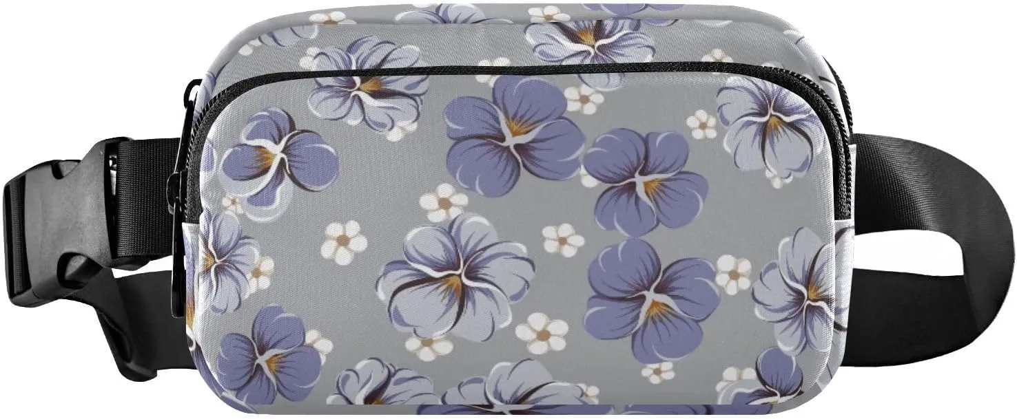 Fanny Pack for Women Men Violet Leaves Flowers Belt Waist Pack Bum Bag Wallets for Running Cycling Hiking Travel Workout with Adjustable Strap