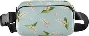 Fanny Pack for Women Men White Lily Of The Valley Flowers Belt Waist Pack Bum Bag Wallets for Running Cycling Hiking Travel Workout with Adjustable Strap