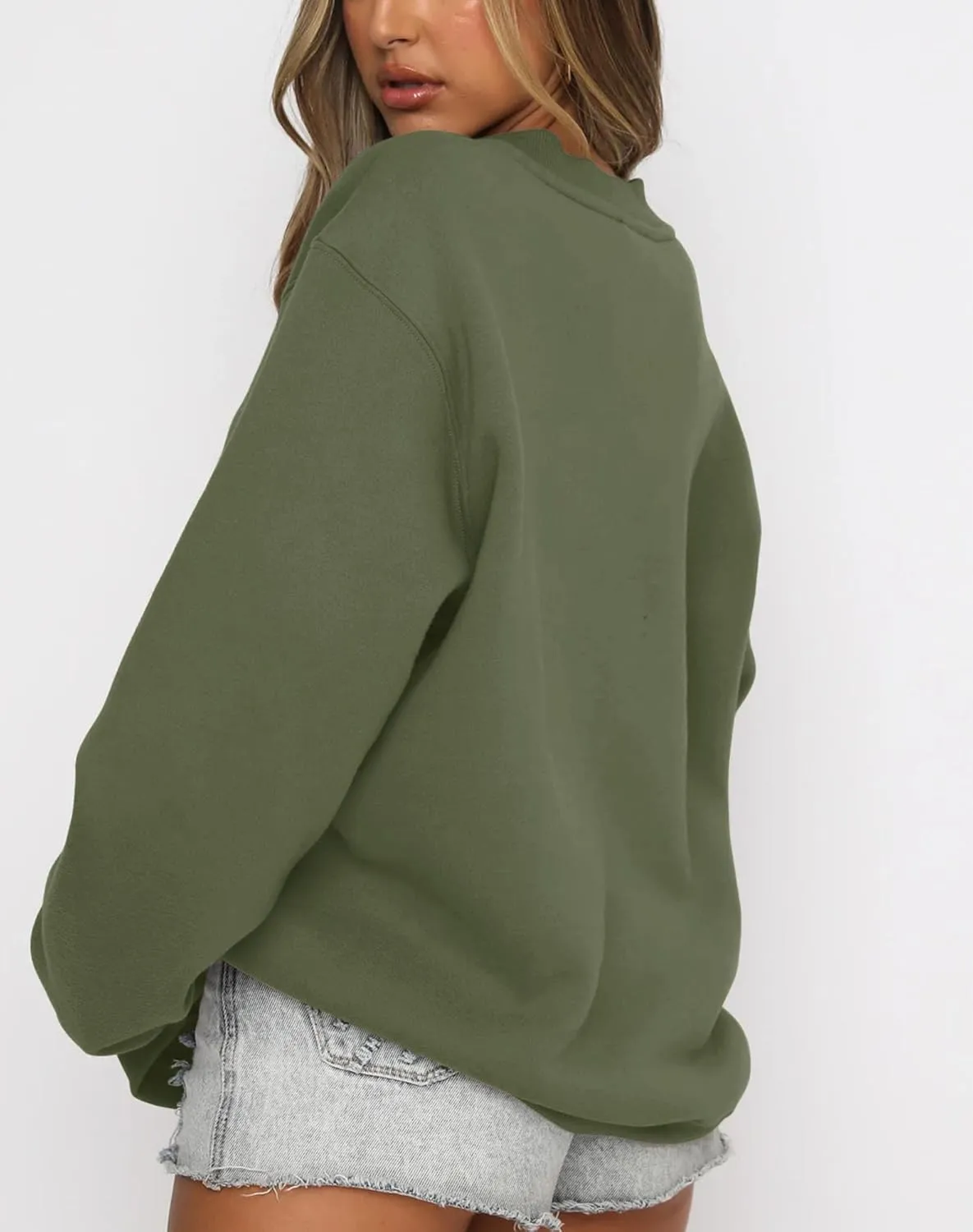 Fanway&EC Women's Long Sleeve Sweatshirt Casual Crewneck Oversized Pullover Hoodies Fall Tops