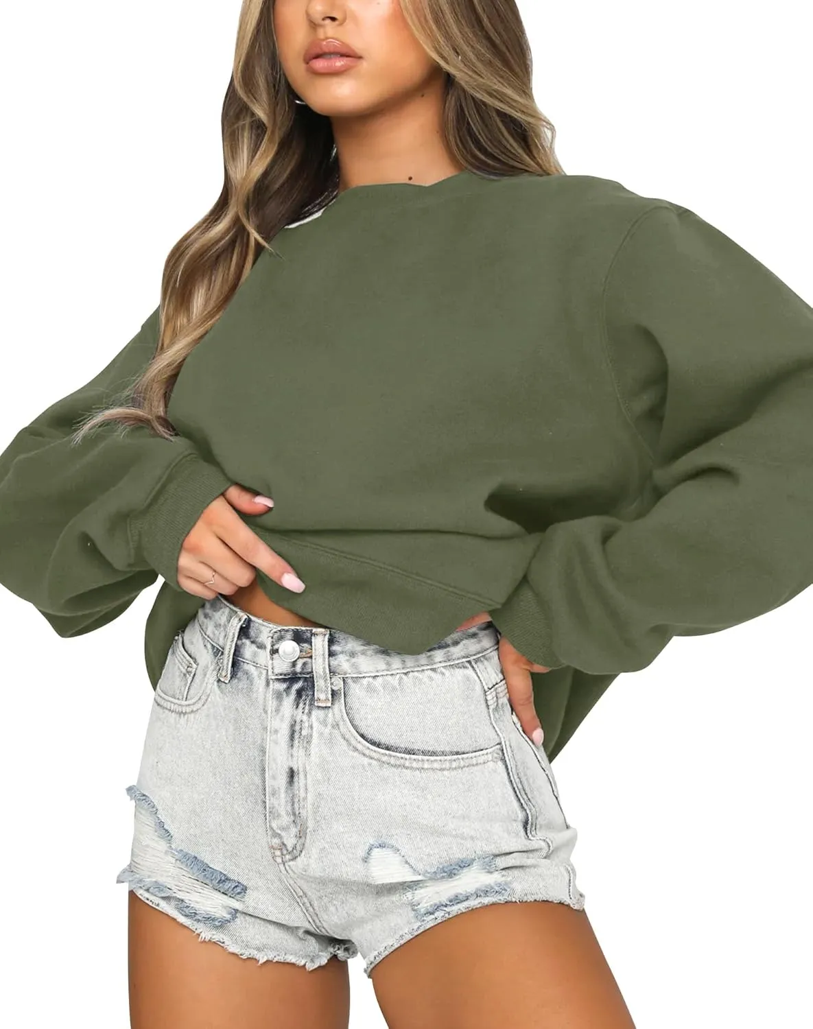 Fanway&EC Women's Long Sleeve Sweatshirt Casual Crewneck Oversized Pullover Hoodies Fall Tops