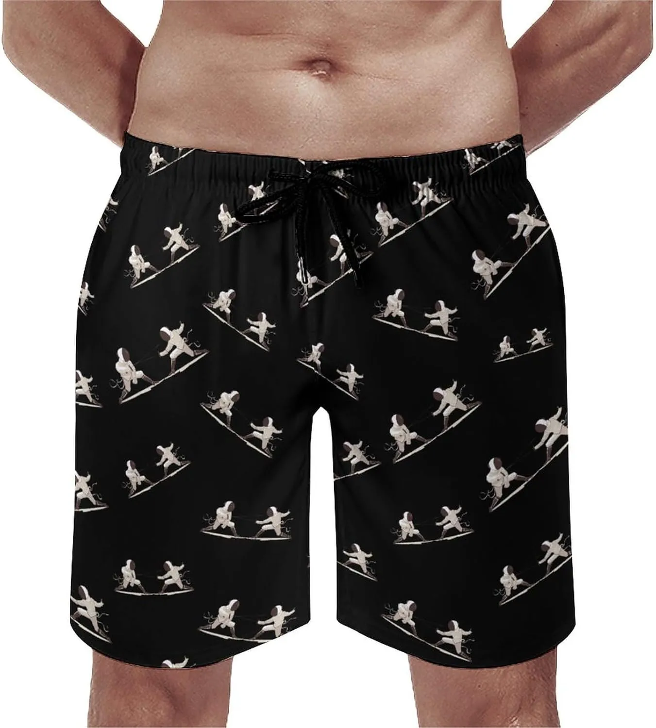 Fencing Men's Swim Trunks Quick Dry Bathing Suit Swimming Shorts Beach Swimwear