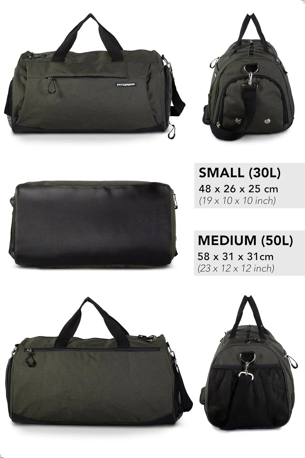 Fitgriff Gym Bag for Men & Women with Shoe & Wet Compartment - Duffle Bag for Travel, Sports, Fitness & Workout