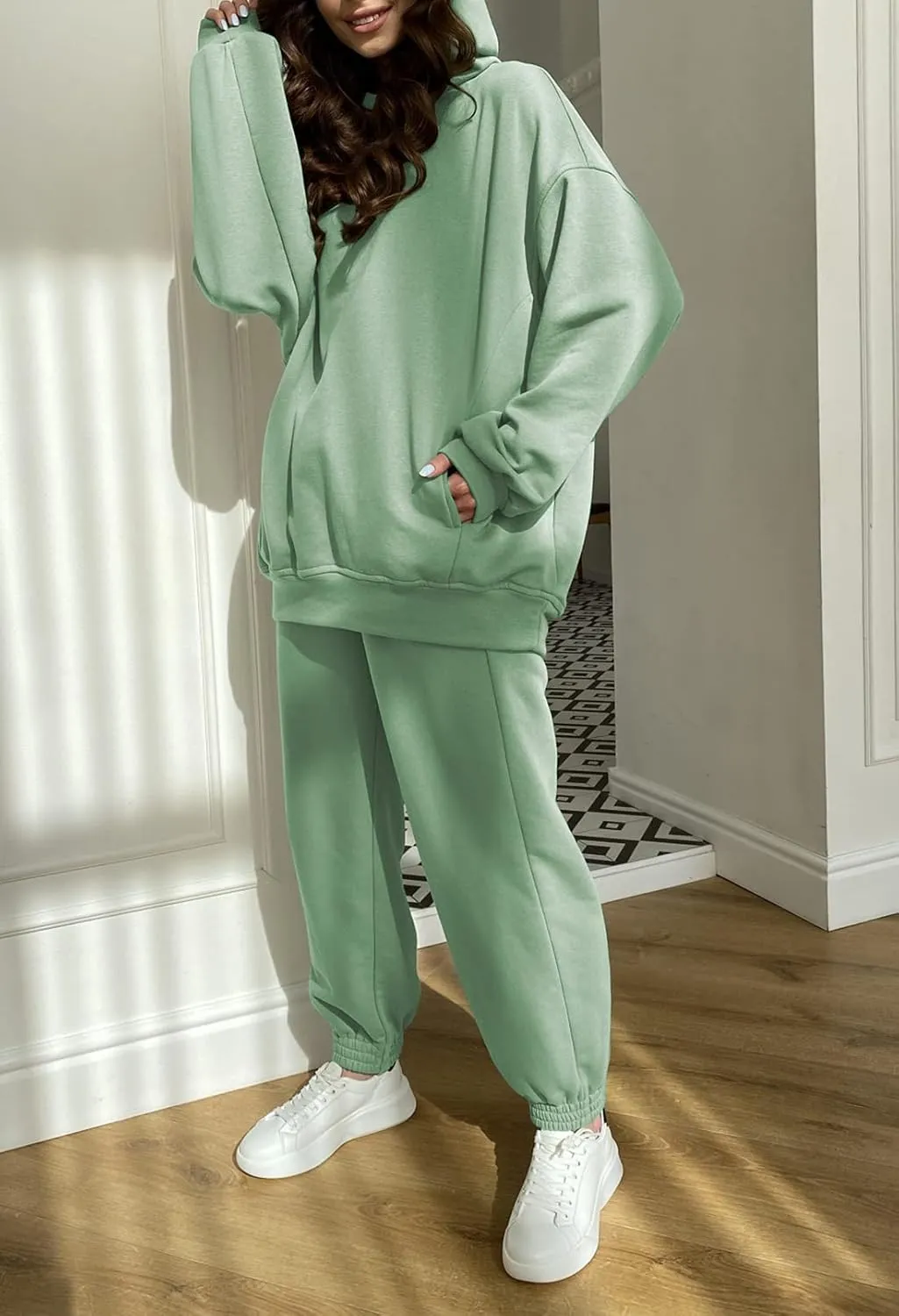 Fixmatti Women Hoodies Tracksuit Long Sleeve Sweatshirts Jogger Pant 2 Piece Outfits