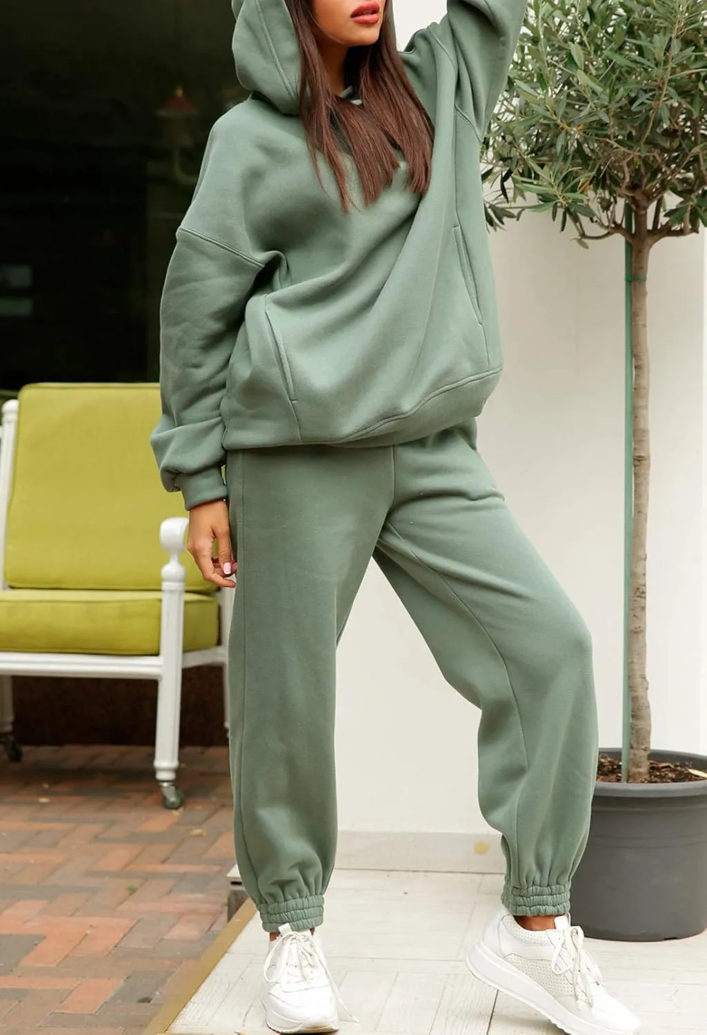 Fixmatti Women Hoodies Tracksuit Long Sleeve Sweatshirts Jogger Pant 2 Piece Outfits