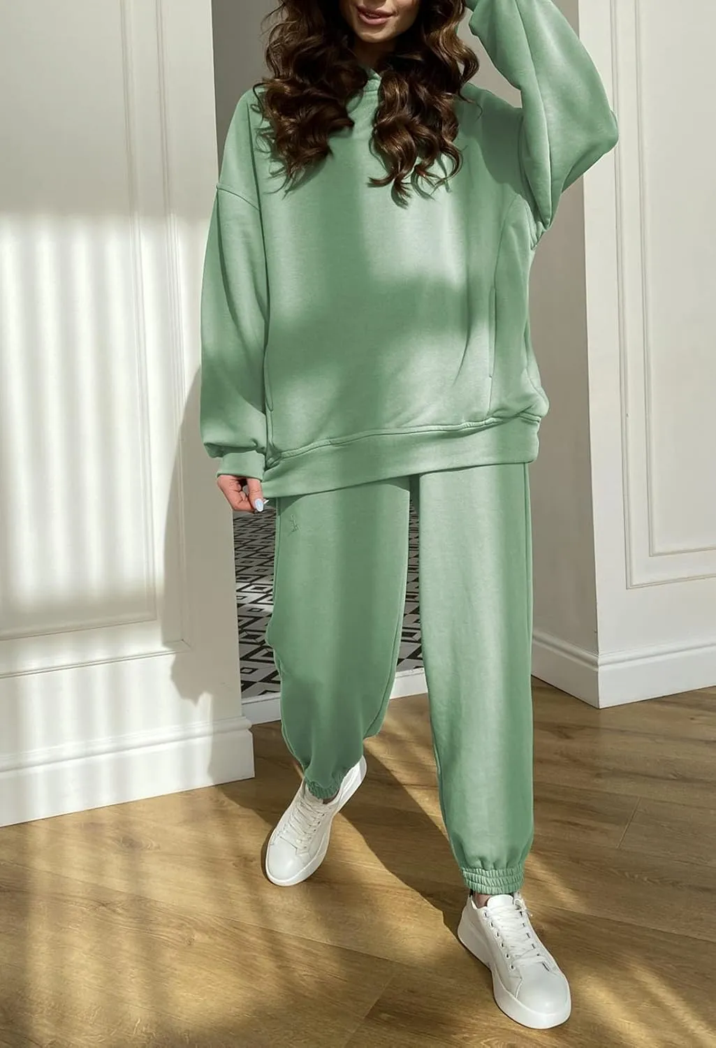 Fixmatti Women Hoodies Tracksuit Long Sleeve Sweatshirts Jogger Pant 2 Piece Outfits