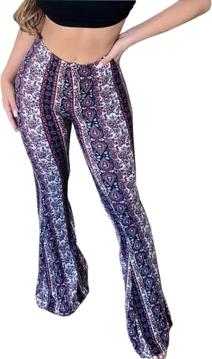 Flare Leggings Yoga Pants Women High Waisted Boho Flare Palazzo Pants Stretch Wide Leg Bell Bottom Yoga Leggings