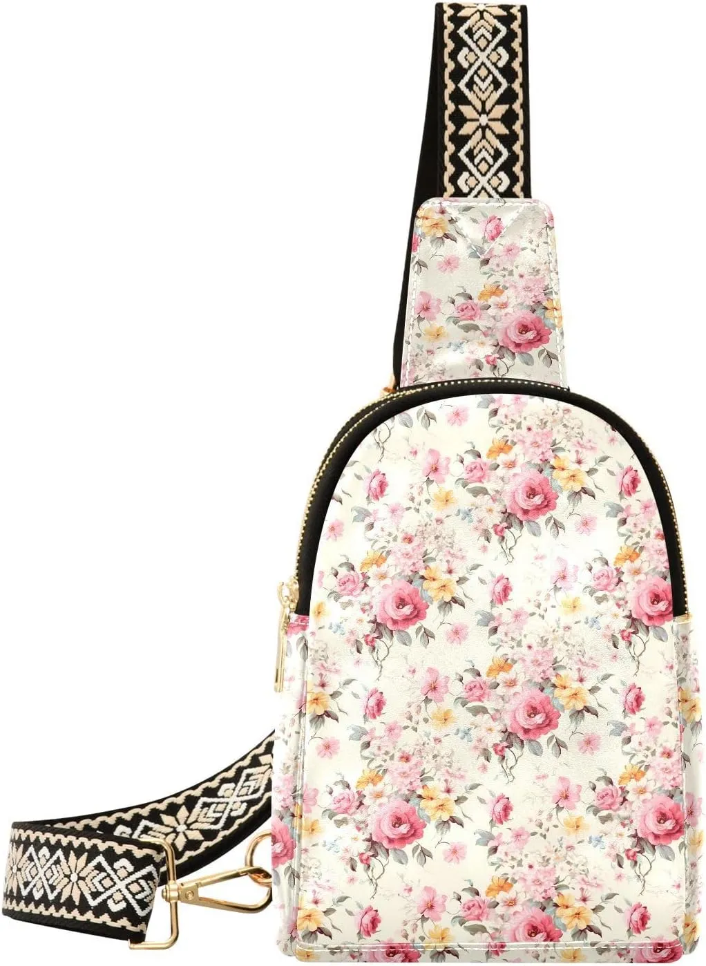Flower Floral Sling Bag for Women Fanny Packs for Women Small Leather Fanny Pack Crossbody Bags Fashion Waist Packs Chest Bag for Travel 21340109