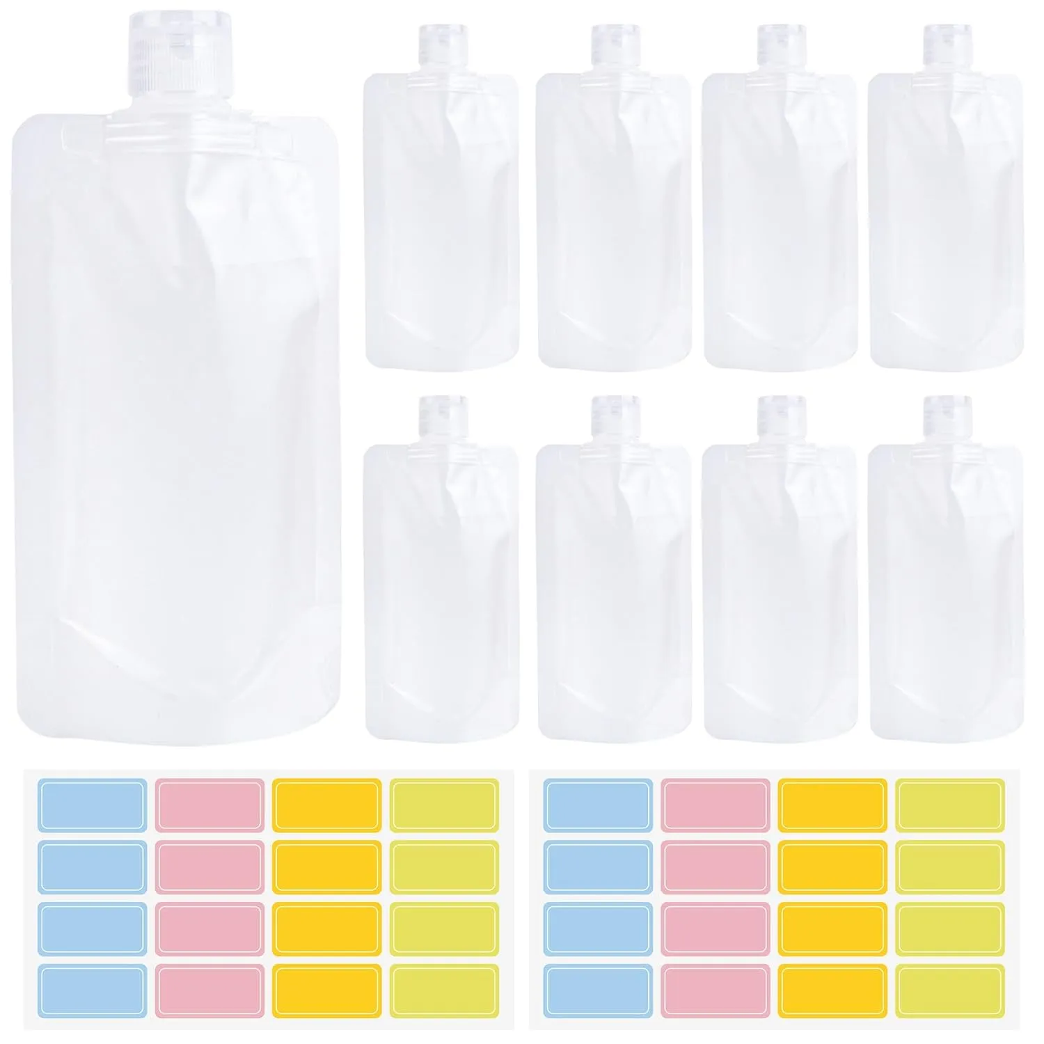 Framendino, 30 Pack Clear Travel Pouches for Toiletries Refillable Empty Containers Portable Fluid Makeup Packing Bags Shampoo Lotion (100ml)