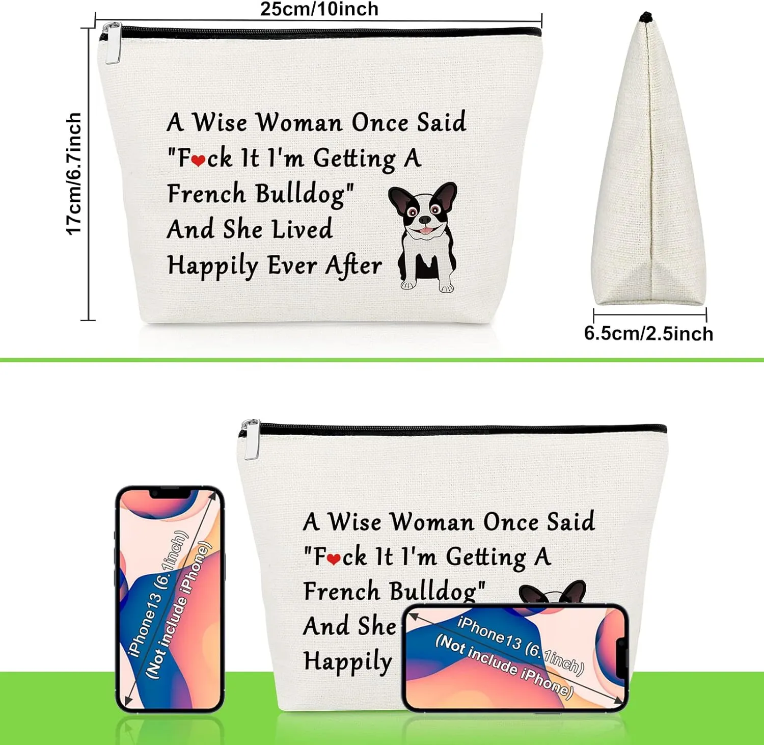 French Bulldog Gifts for Women Dog Lovers Gifts Makeup Bag Bulldog Mom Gifts Frenchie Dog Lover Gifts for Girls Dog Mom Gifts Cosmetic Bag Dog Owner Gifts Birthday Mother's Day Gifts