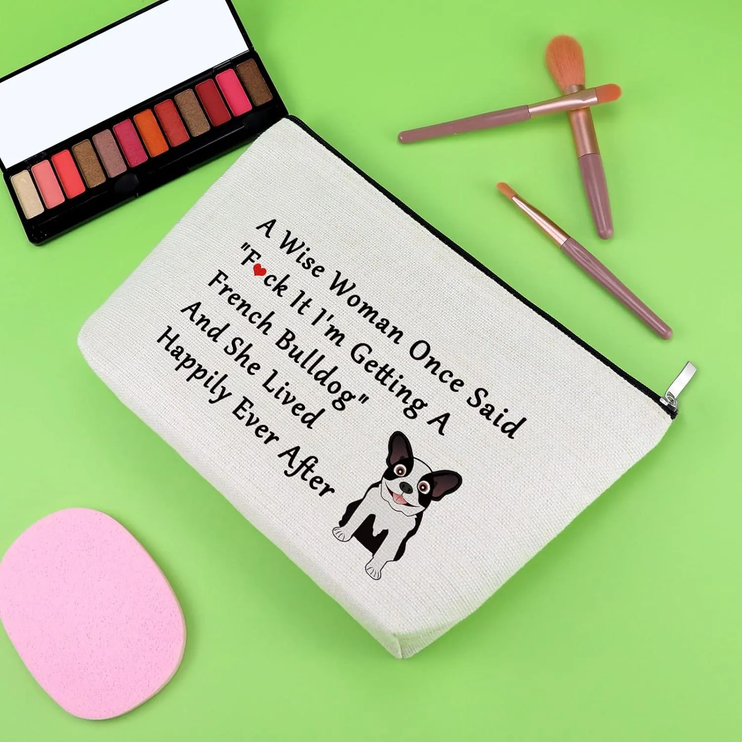 French Bulldog Gifts for Women Dog Lovers Gifts Makeup Bag Bulldog Mom Gifts Frenchie Dog Lover Gifts for Girls Dog Mom Gifts Cosmetic Bag Dog Owner Gifts Birthday Mother's Day Gifts
