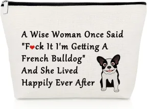 French Bulldog Gifts for Women Dog Lovers Gifts Makeup Bag Bulldog Mom Gifts Frenchie Dog Lover Gifts for Girls Dog Mom Gifts Cosmetic Bag Dog Owner Gifts Birthday Mother's Day Gifts