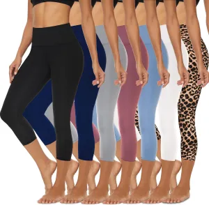 FULLSOFT 7 Pack High Waist Leggings for Women - Soft Slim Tummy Control Black Workout Yoga Pants