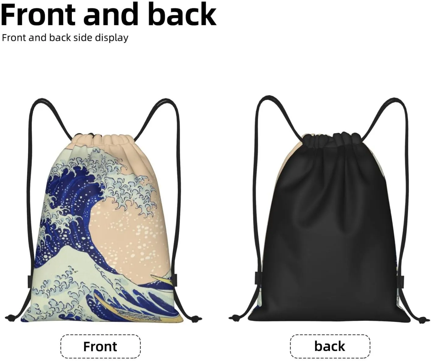 Gianlaima Japanese Kanagawa Ocean Great Wave Waves Drawstring Bags Backpack Sport Ball Bag Sport Gym Sack Drawstring Bag String Bag Yoga Dance Travel Bag For Men Women