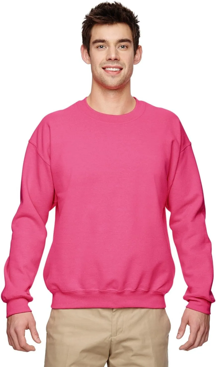 Gildan Men's Heavyweight Waistband Sweatshirt, Safety Pink, L