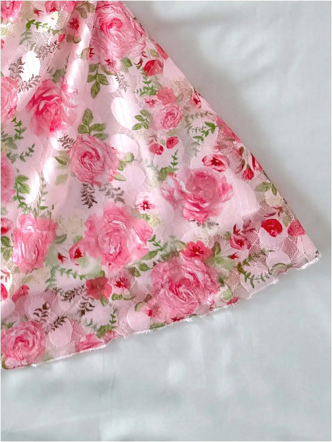 Girl's Floral Mesh Ruched Bust Mini Dress Spaghetti Strap Vacation Summer Cami Dresses