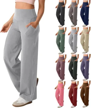 GOKKILRW Women's Yoga Pants Wide Leg Dress Work Pants Tummy Control Stretch High Waist Casual Trousers Slacks with Pockets