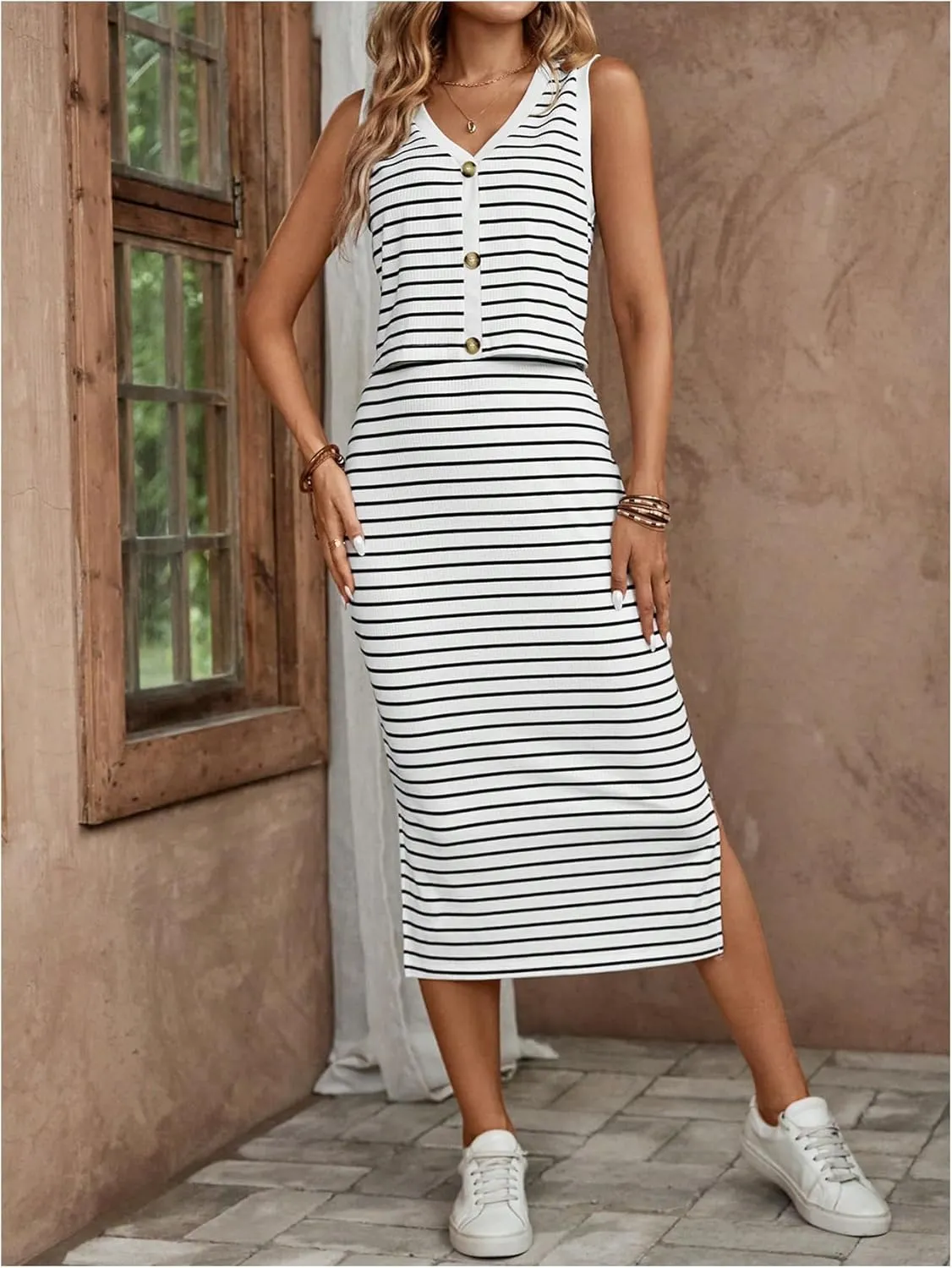 GORGLITTER Women's Skirt Sets 2 Piece Outfits Maxi Skirt and Top Set Vacation Cruise Summer Outfits