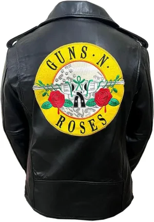 Gun Axl Roze Black Cafe Racer Lambskin Leather Jacket