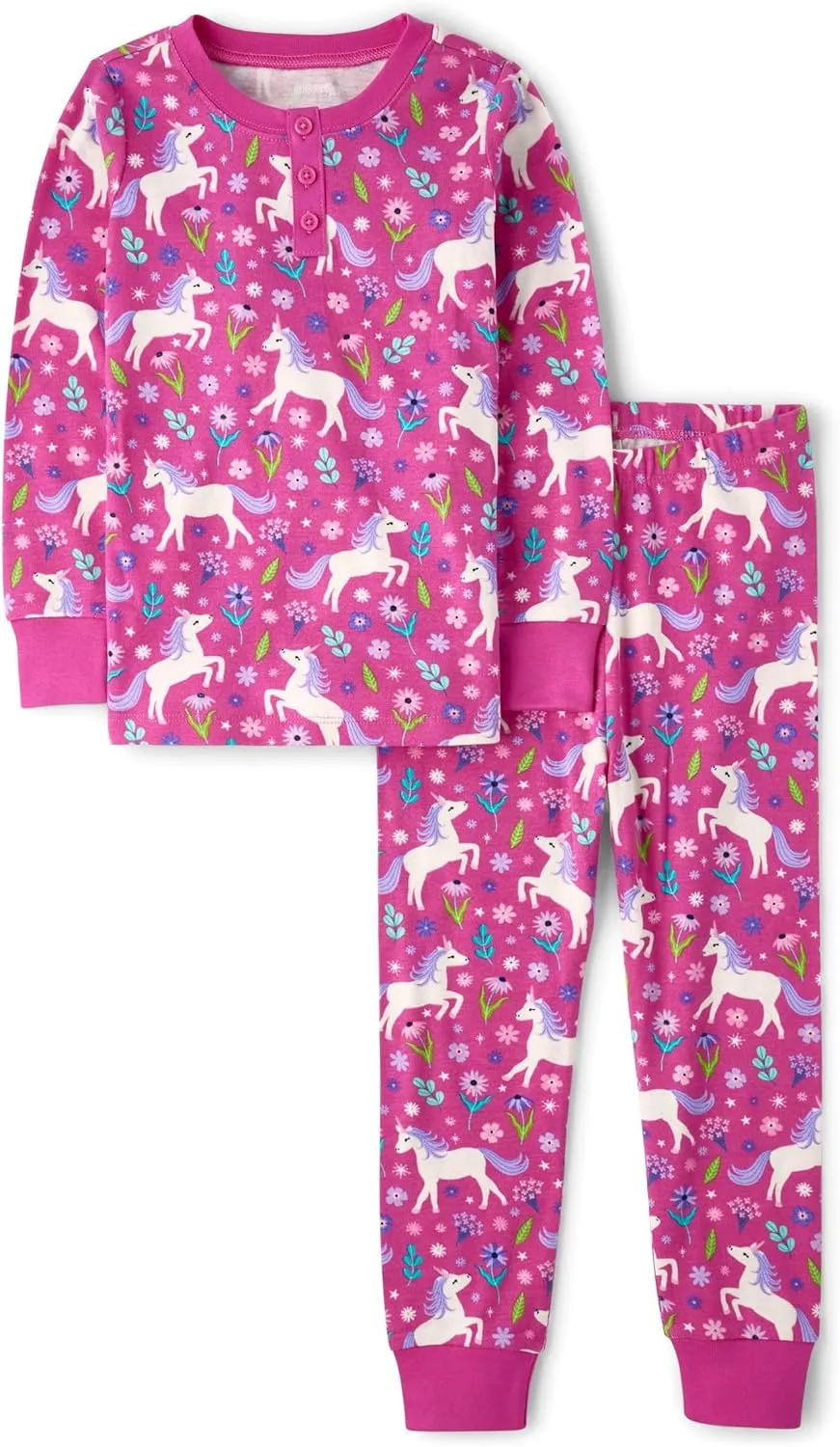 Gymboree Girls' Gymmie Long Sleeve and Pant Cotton 2-Piece Pajama Sets, Big Kid, Toddler