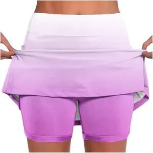 High Waisted Tennis Skirts for Women Built in Shorts, Gradient Mini Athletic Skorts Golf Sports Running Skort