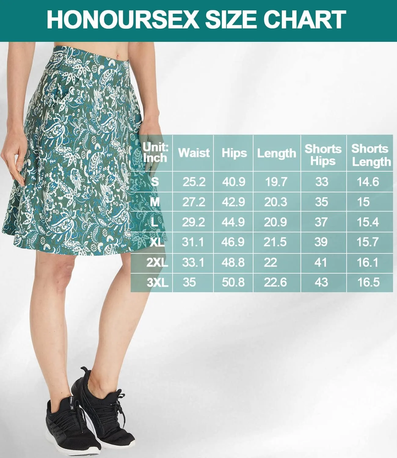 HonourSex Women Skorts Knee Length Skirts Causal Skorts Skirts with Pockets Golf Skirt Plus Size Skorts