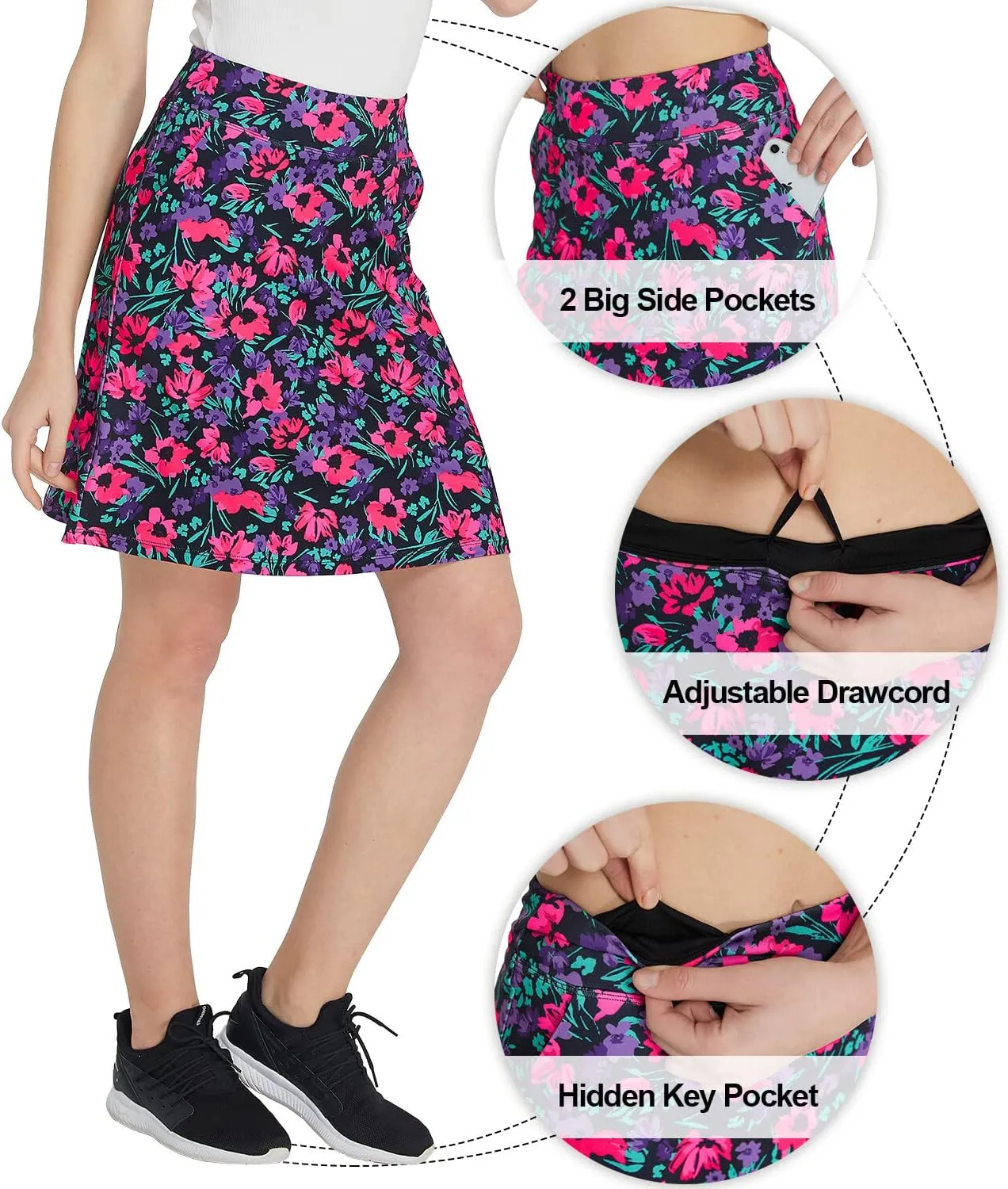 HonourSex Women Skorts Knee Length Skirts Causal Skorts Skirts with Pockets Golf Skirt Plus Size Skorts