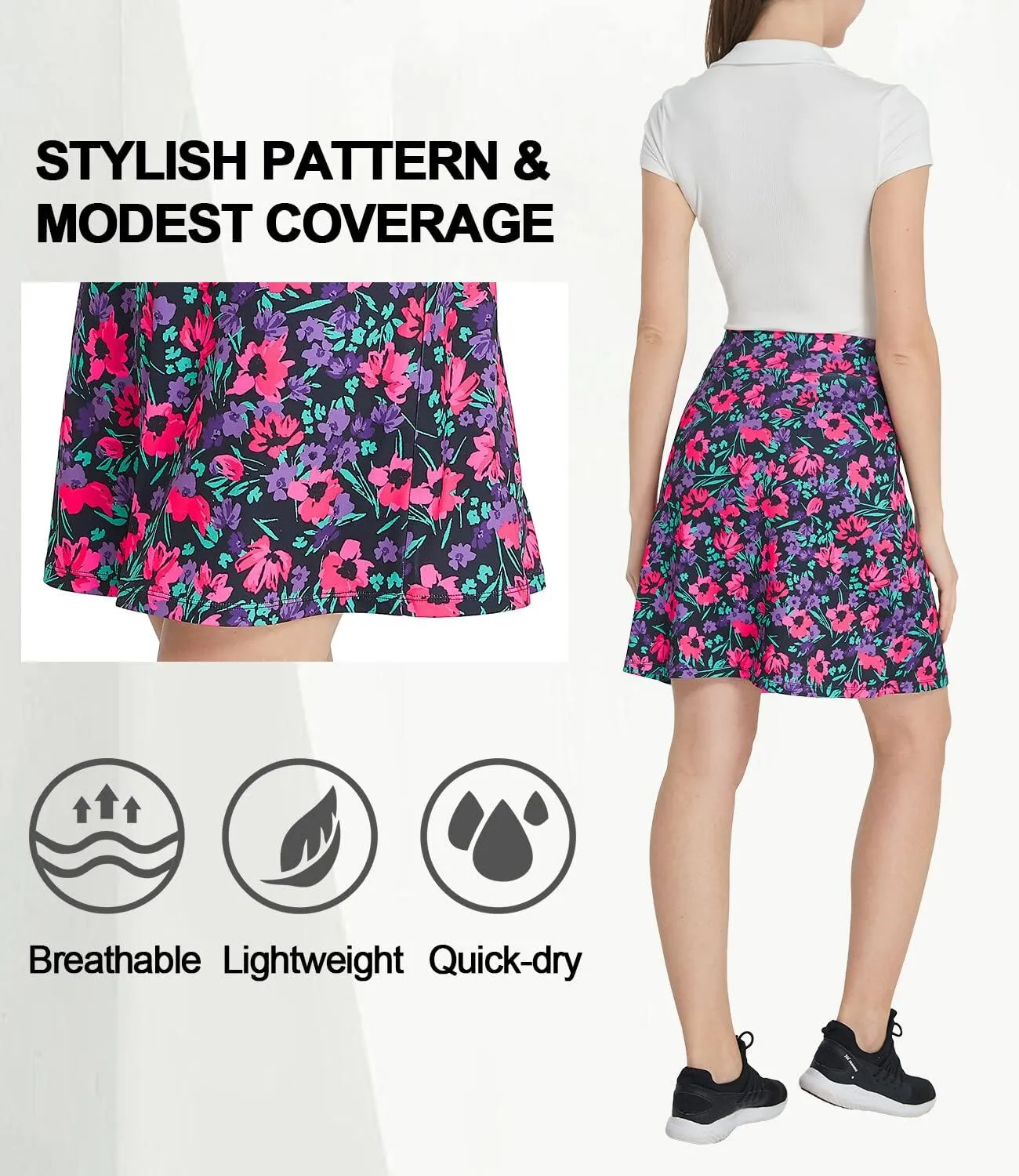 HonourSex Women Skorts Knee Length Skirts Causal Skorts Skirts with Pockets Golf Skirt Plus Size Skorts