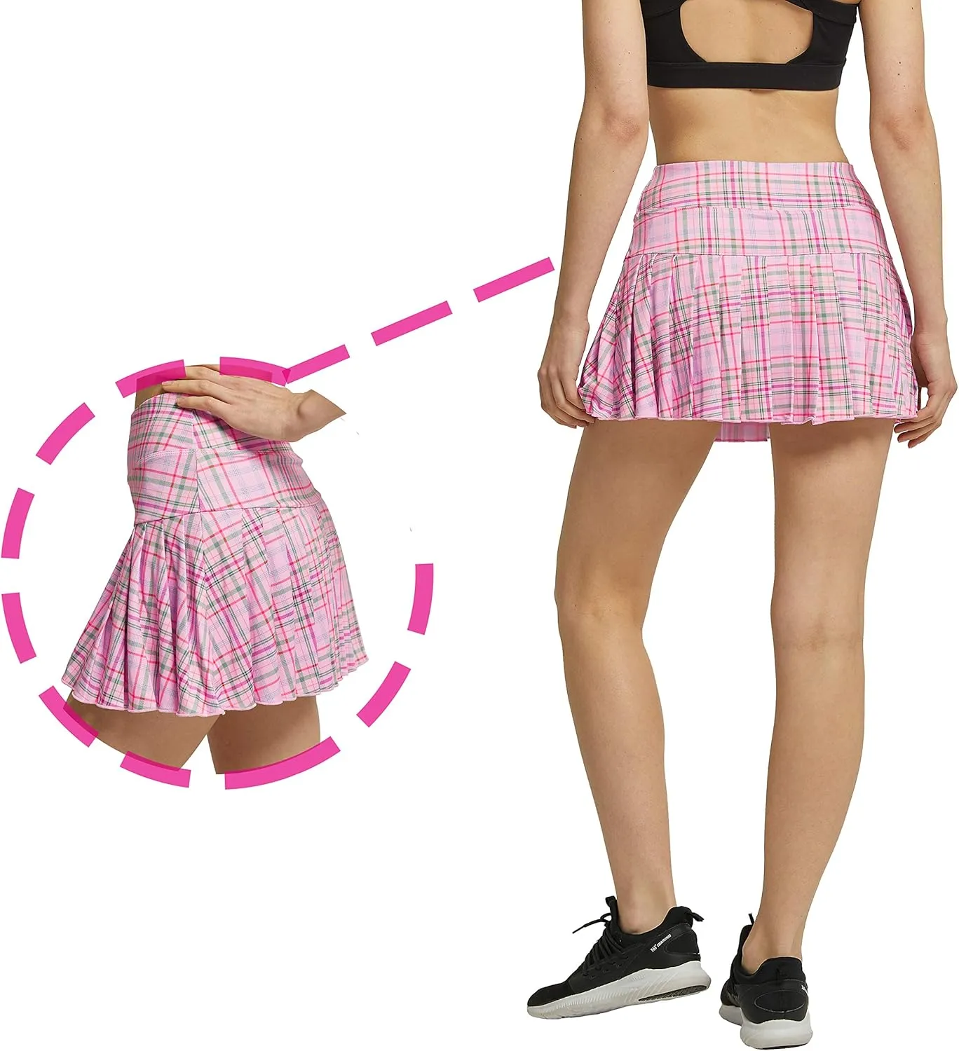 HonourSex Women Tennis Skirt Pleated Golf Skirts with Pockets Skort Workout Sports Hiking Athletic