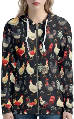 Irisjudy Womens Zip-up Hoodie with Kanga Pocket(XS-5XL),Cactus,Sunflowers,Butterfly Long Sleeve Sport Shirts Shell Jackets