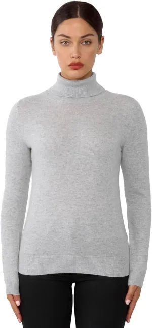 JENNIE LIU Women's 100% Pure Cashmere Long Sleeve Pullover Turtleneck Sweater