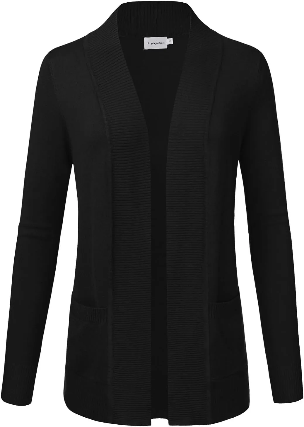 JJ Perfection Casual Open Front Knit Cardigan Long Sleeve with Side Pockets Basic Sweater Jackets for Womens with Plus Size