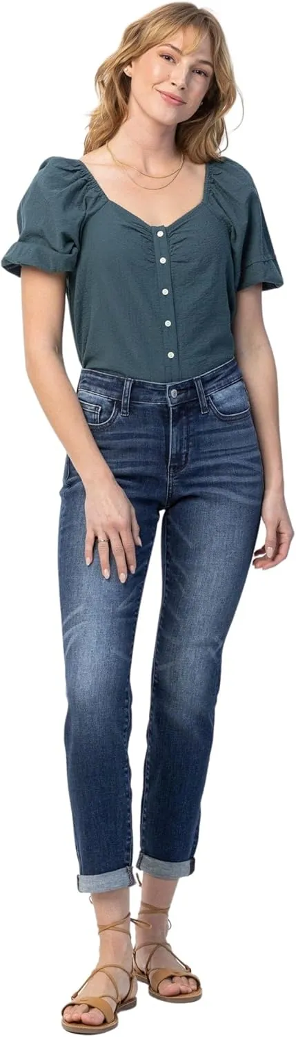 Judy Blue Basic Cuffed Slim Fit Basic Cuffed Jeans (Style: 82428)