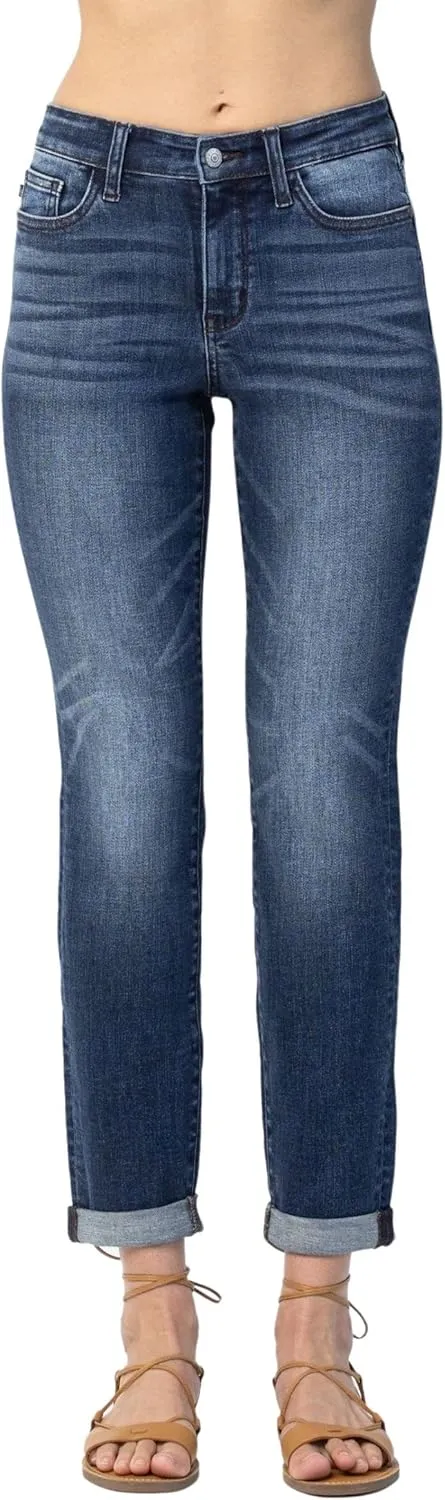 Judy Blue Basic Cuffed Slim Fit Basic Cuffed Jeans (Style: 82428)