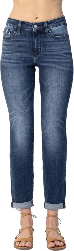 Judy Blue Basic Cuffed Slim Fit Basic Cuffed Jeans (Style: 82428)