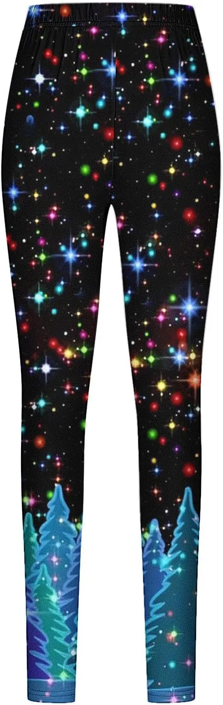 LAWOR Womens Fleece Leggings Denim Printed Casual Boot Leggings Warm High Waisted Fall Winter Pants Trendy Tight Pants