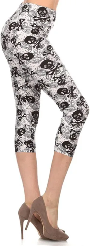 Leggings Depot Women's High Waisted Buttery Soft Skull & Halloween Print Leggings (Available in Plus Size)
