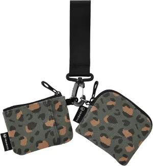 Leopard 2PCS Coin Purse Wristlet Wallets Keychain Wallet Zip Around Portable Wallet with Detachable Dual Pouch