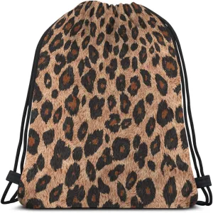Leopard Skin Drawstring Bags Backpack Bag Animal Print Beautiful Brown Texture Wild Cheetah Fur Big Cat Sport Gym Sack Drawstring Bag String Bag Yoga Bag for Men Women