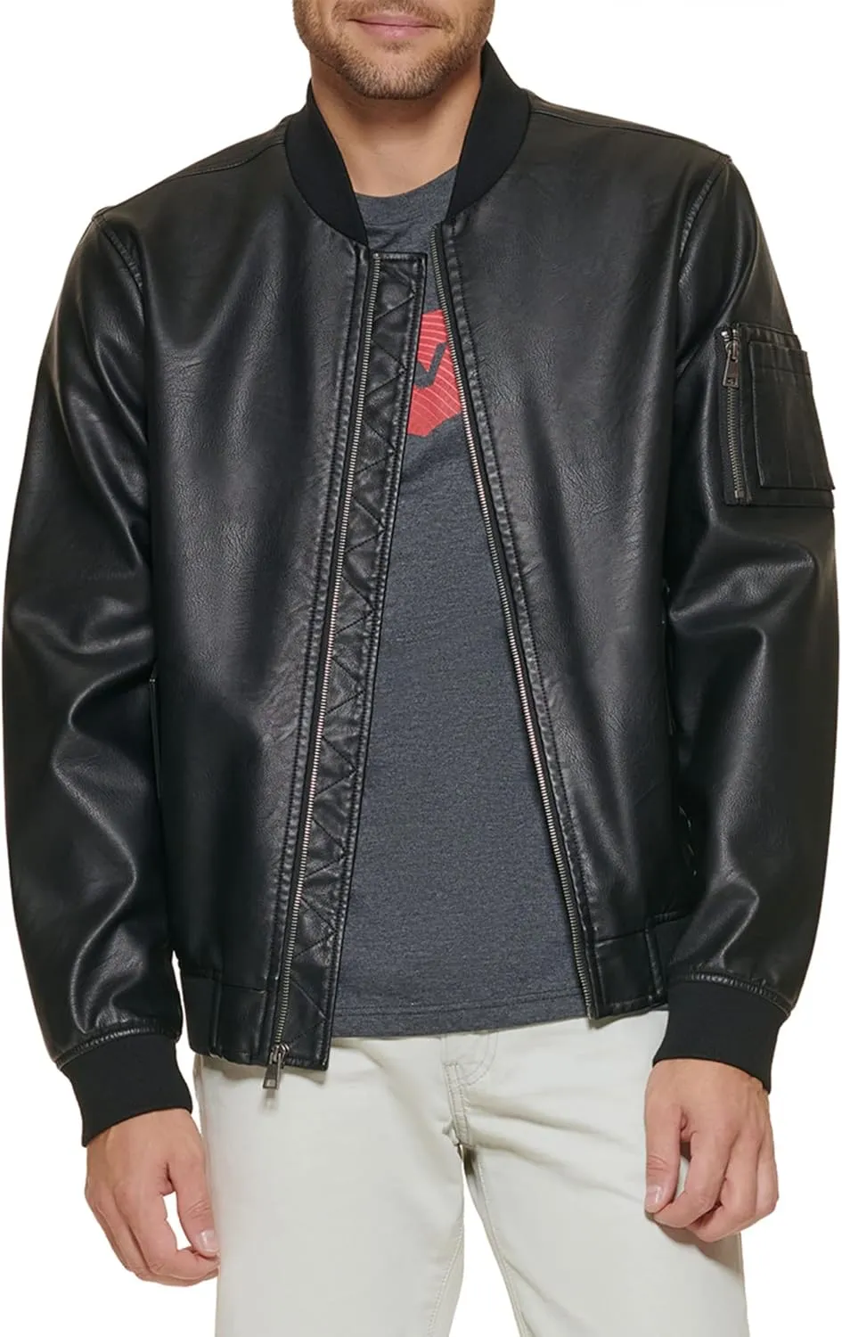 Levi's Men's Faux Leather Varsity Bomber Jacket