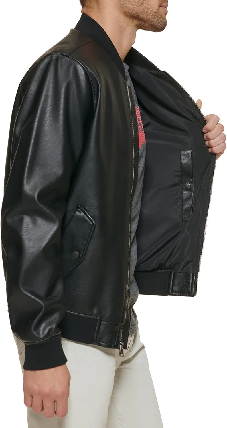 Levi's Men's Faux Leather Varsity Bomber Jacket