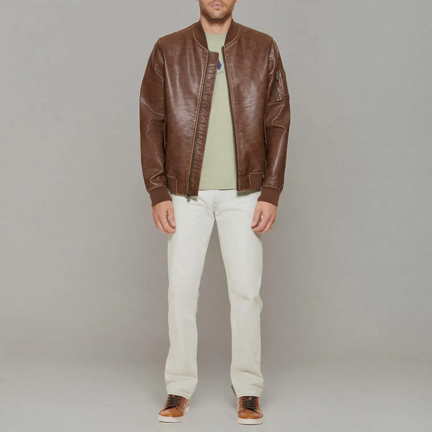 Levi's Men's Faux Leather Varsity Bomber Jacket