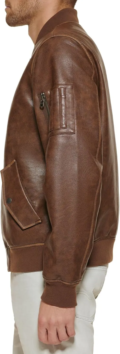 Levi's Men's Faux Leather Varsity Bomber Jacket