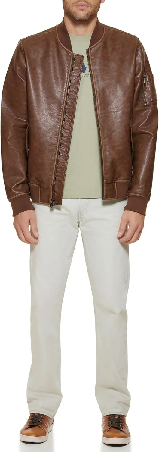 Levi's Men's Faux Leather Varsity Bomber Jacket
