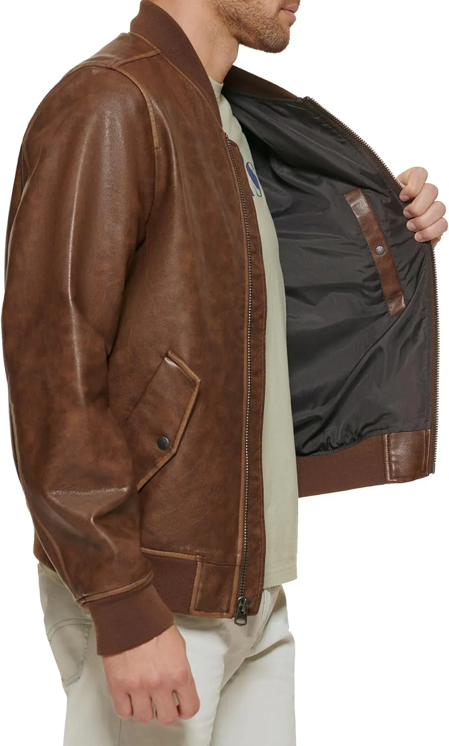 Levi's Men's Faux Leather Varsity Bomber Jacket